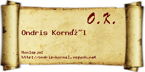 Ondris Kornél névjegykártya